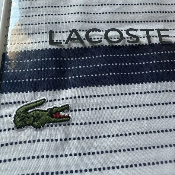 Lacoste 100% Cotton Medieval Blue Standard Pillowcase Pair Archive 2 Pillow Case - Picture 2 of 8
